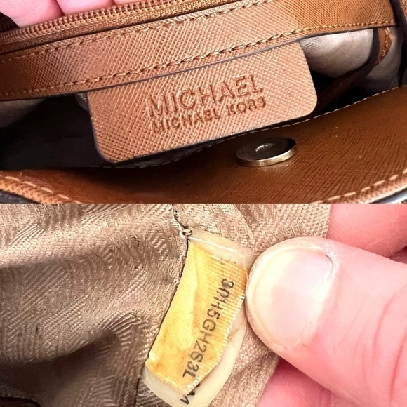 Michael Kors Hamilton Center Stripe Luggage Saffiano Satchel Crossbody Bag - Picture 9 of 16